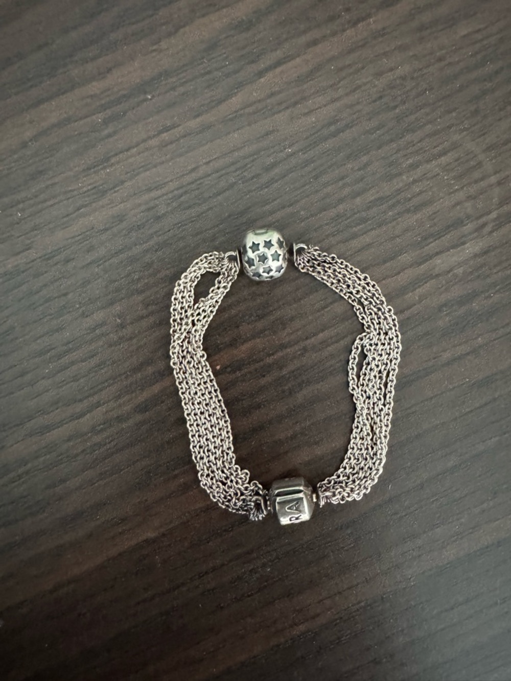 Authentic Pandora Retired silver multi-strand bracelet with stardom clip charm